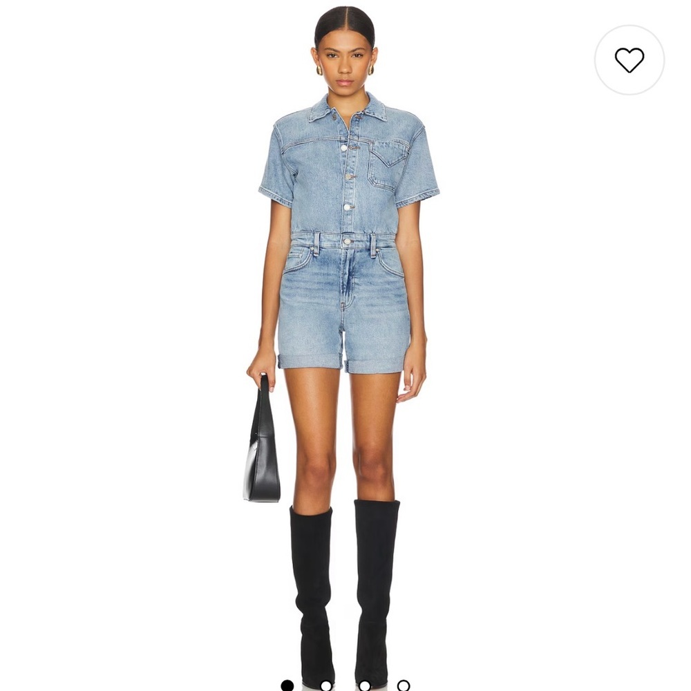 Hudson Jeans Short Sleeve Romper in Ocean Waters